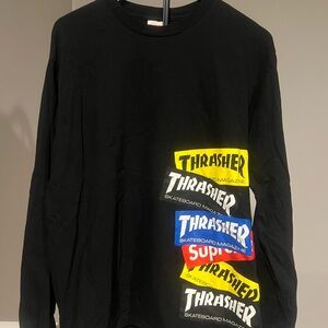 Thrasher x Supreme Black Long Sleeve Tee